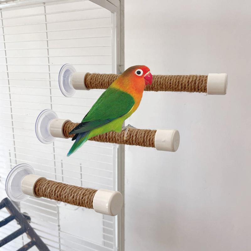 Portable Small Suction Cup, Hemp Rope, Parrot Standing Pole, Vehicle-mounted Interactive Training Frame, Black Phoenix Tiger Skin Bird Standing Pole