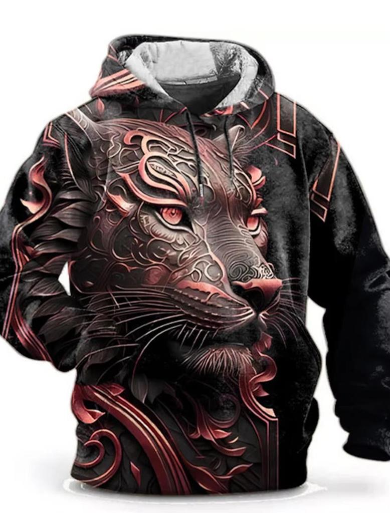 2025 Trendy 3D Animal Print Casual Hoodie - European & American Street Style