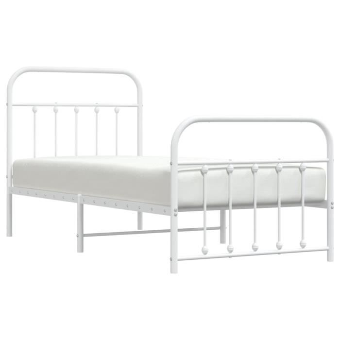 VidaXL Metal Bed Frame with Headboard-Footboard White 90x200 Cm 352638
