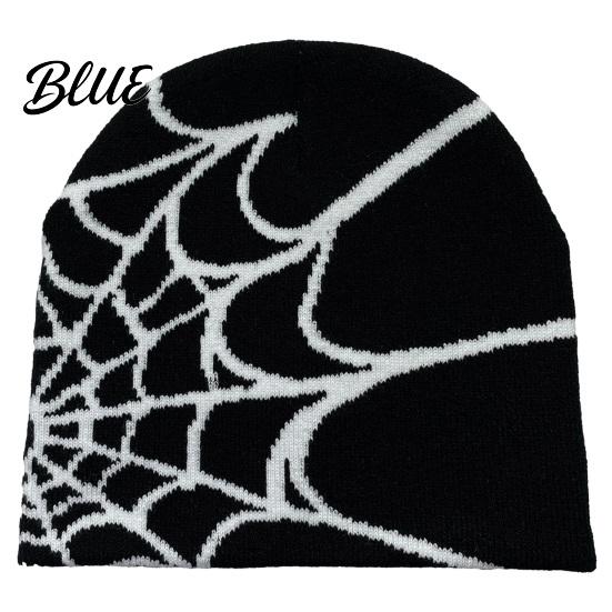 Halloween Party Cap Jacquard High Print Knitted Spider Web Winter Hat Unisex Beanie Elasticity Anti-shrink