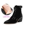 Krazing Pot Sheep Suede Nubuck Autumn Winter Shoes Low Heels Size 43 Modern Boots Square Toe Zipper Retro Ankle Boots