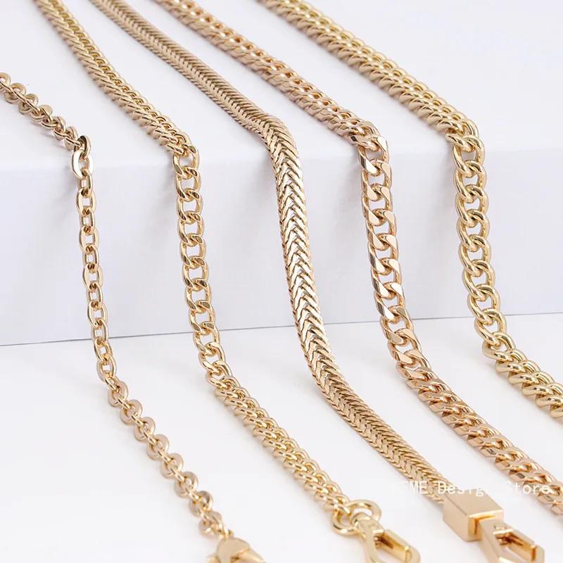Golden Bag Chain Accessories Metal Extension Chains Underarm Crossbody Shoulder Belt Replacement Bags Strap For Women's Bag