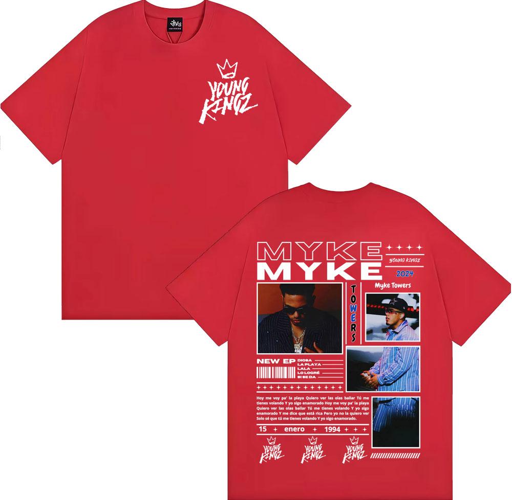 Rapper Myke Towers Graphic Printed T-shirts for Men Harajuku Hip Hop Oversized T Shirt Unisex Summer Cotton Short Sleeve T-shirt