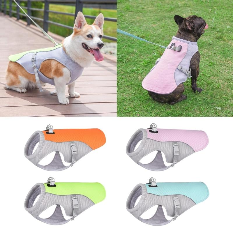 Pet Dog Cooling Vest Harness Dog Summer Clothes Harness Adjustable Dog Reflective Quick-Dry Mesh Vest for UV-Protections