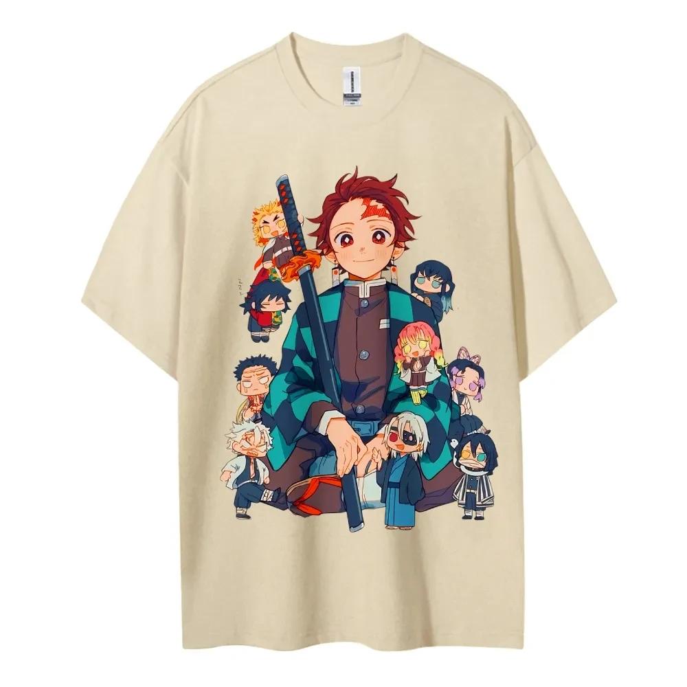 Hot Sale Demon Slayer Japanese Hot-blooded Anime Classic Loose Casual Oversized Short-sleeved Comfortable Soft Cotton Summer New Tee Oversized Top