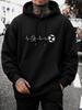 Unisex Football Hoodie with Heartbeat Soccer Player Graphic - Pullover, Front Pocket & Drawstring, Casual Streetwear Suitable for Autumn Winter Outdoo