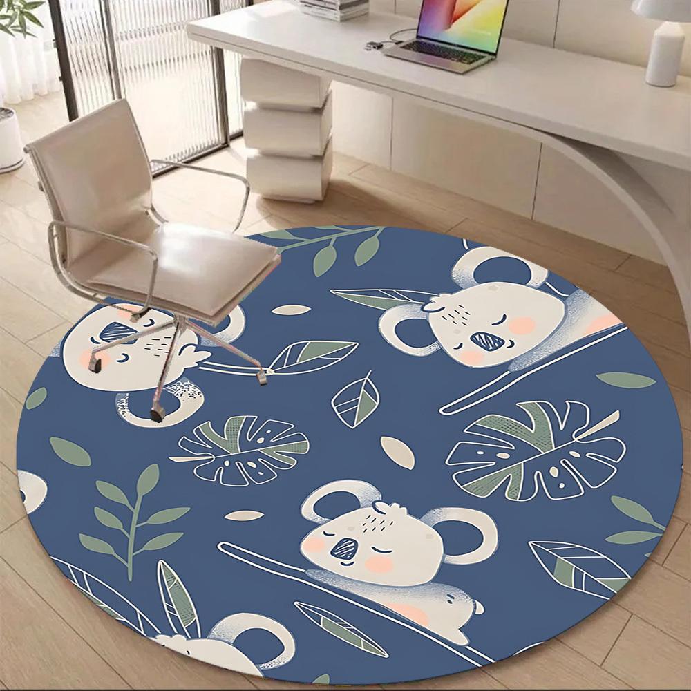 1PC Koala Leaves Office Round Area Rug, Mat Suitable For Office, Under Office Chairs Bedroom Living Room Home Decor, Room Deco