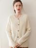 Round Neck Twisted Pattern Cashmere Cardigan for Women - Autumn/Winter Long-Sleeve Versatile Warm Sweater