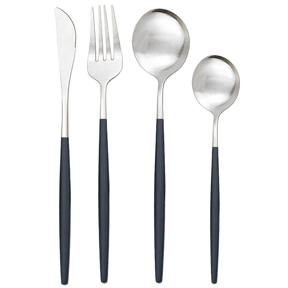 Золотий матовий посуд Столовий посуд Набір столових приборів Столовий набір з нержавіючої сталі Ніж Виделка Ложка Набір столового посуду Кухонні аксесуари