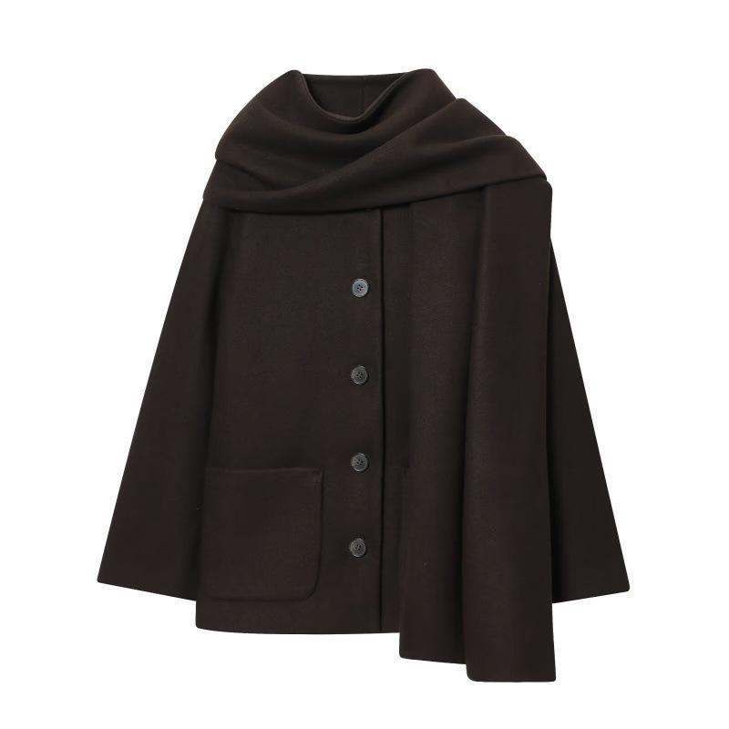 

European & American Women s Fashion: Scarf Design Casual Jacket - British Style Navy Overcoat Small темно-коричневого