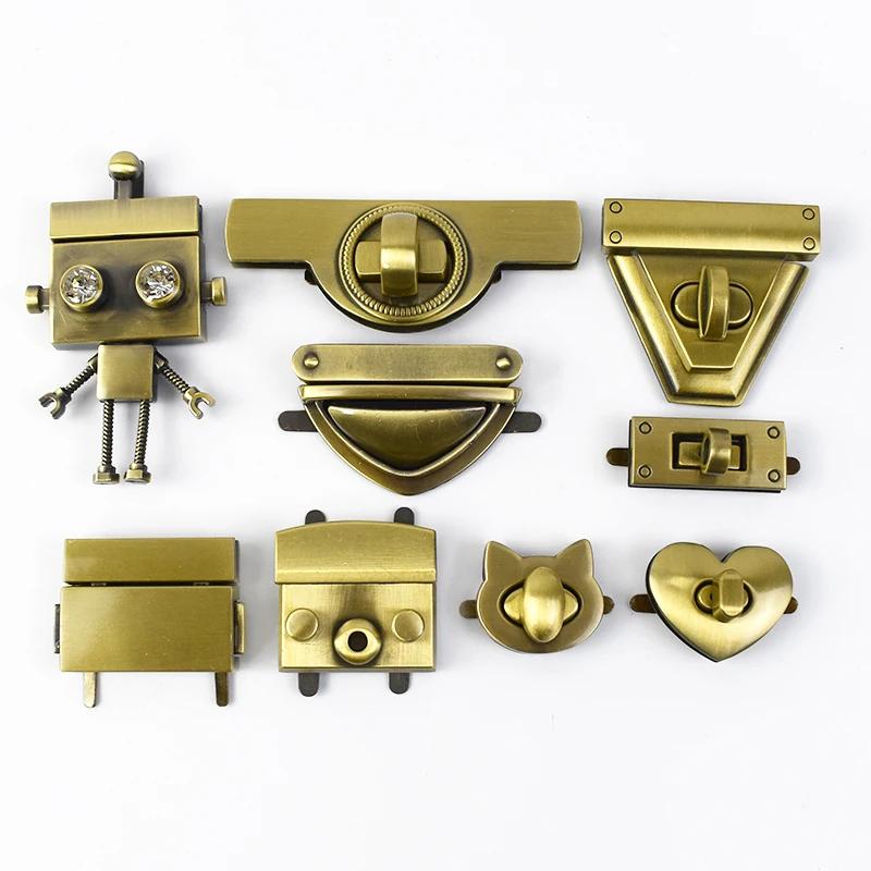 2/4Pcs Meetee Metal Lock Buckle Handbag Purse Brass Buckles Closure Spring Locks Rotating Clasp DIY Leather Crafts Accessories