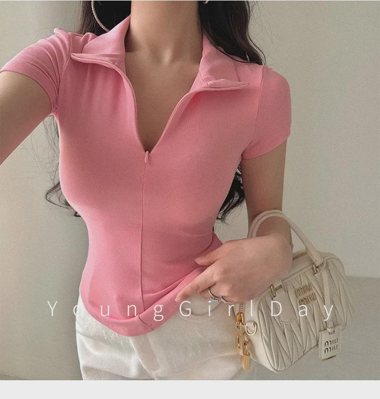 Women’s 2024 Summer Slim-Fit Zipper Polo Top