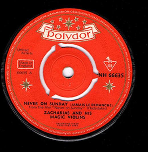 7inch Record HELMUT ZACHARIAS UND SEINE VERZAUBE  Never On SundayJamais Le Dimanche NH66635 Polydor 1960 UK Jazz Used