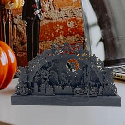 Halloween Decoration Ghost House Table Decor Wood Landscape Crafting Centerpiece Sketch