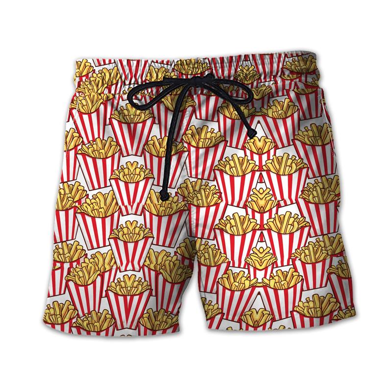 

Summer 3D Fast Food Burger Print Shorts Fashionable Casual Hawaiian Beach Men s Shorts L