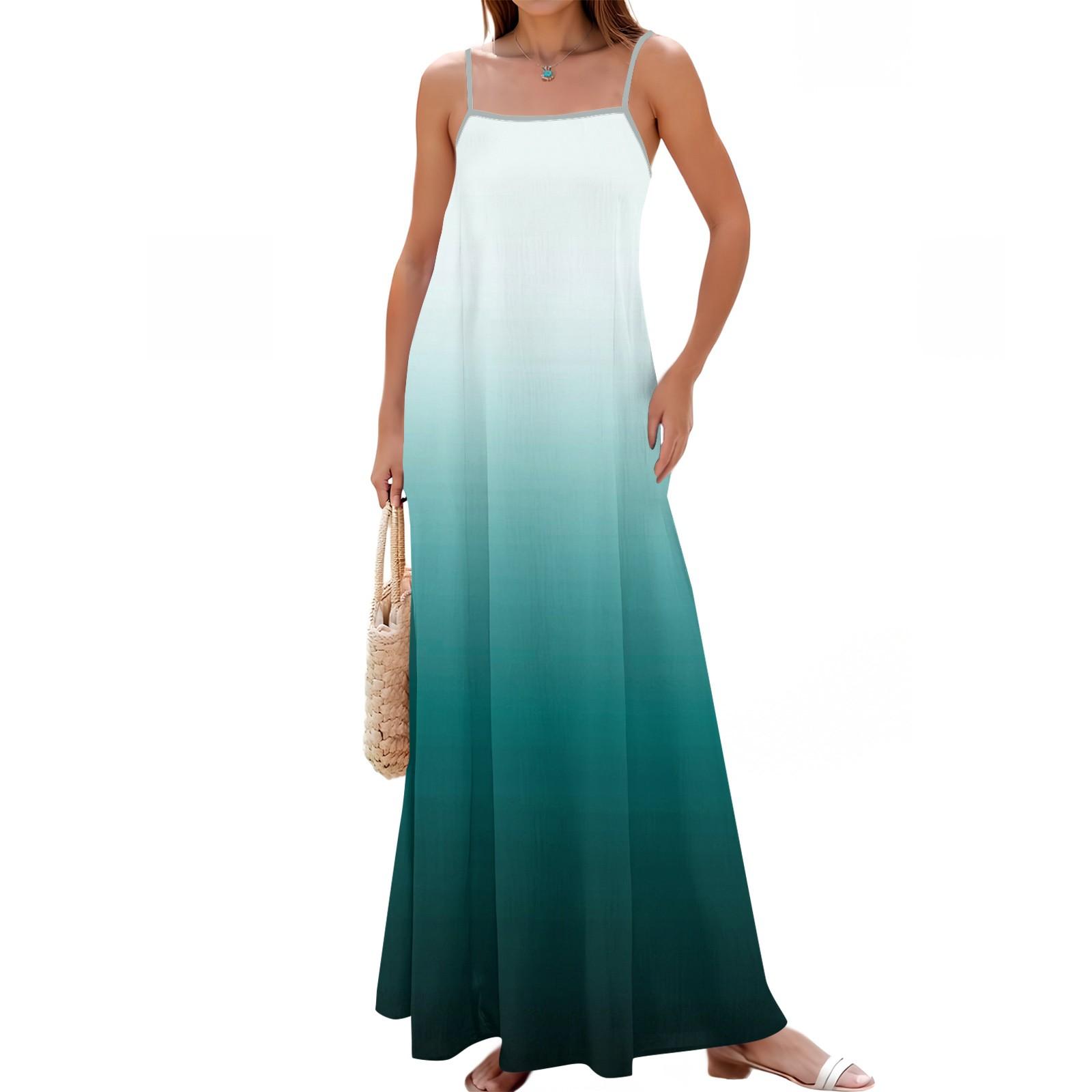 

Женское весенне-летнее повседневное модное длинное платье с регулируемыми подтяжками и принтом S