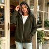 Women's Zip-Up Hoodie Sweatshirt with Pockets and Ribbed Cuffs for Casual Daily Wear