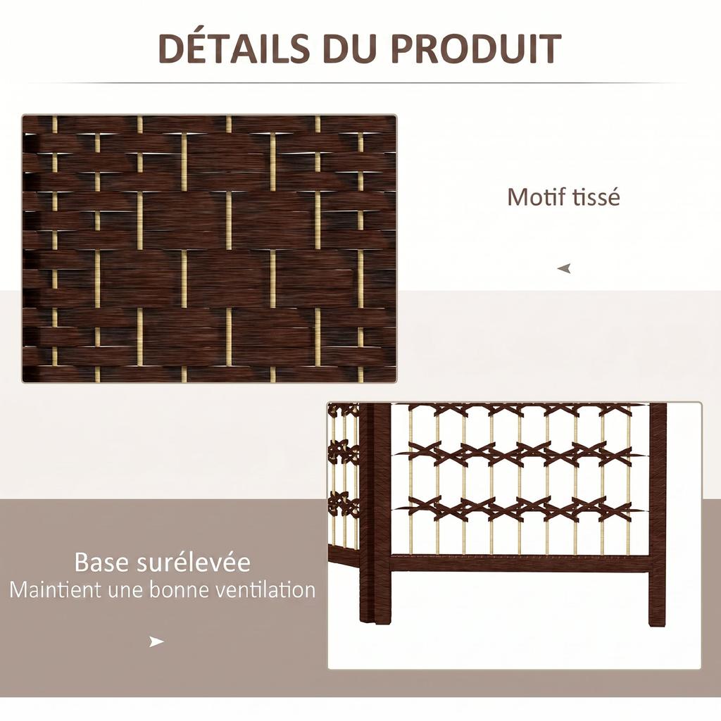 Wooden Room Divider Folding Screen, 4 Panels, 160 x 170 cm, Brown