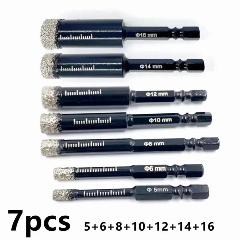 Hexagonal Shank Brazed Dry Diamond Drill Bit 5‑16mm Hole Saw for Granite Porcelain Stone, Professional Sharp Hole Opener Cutter