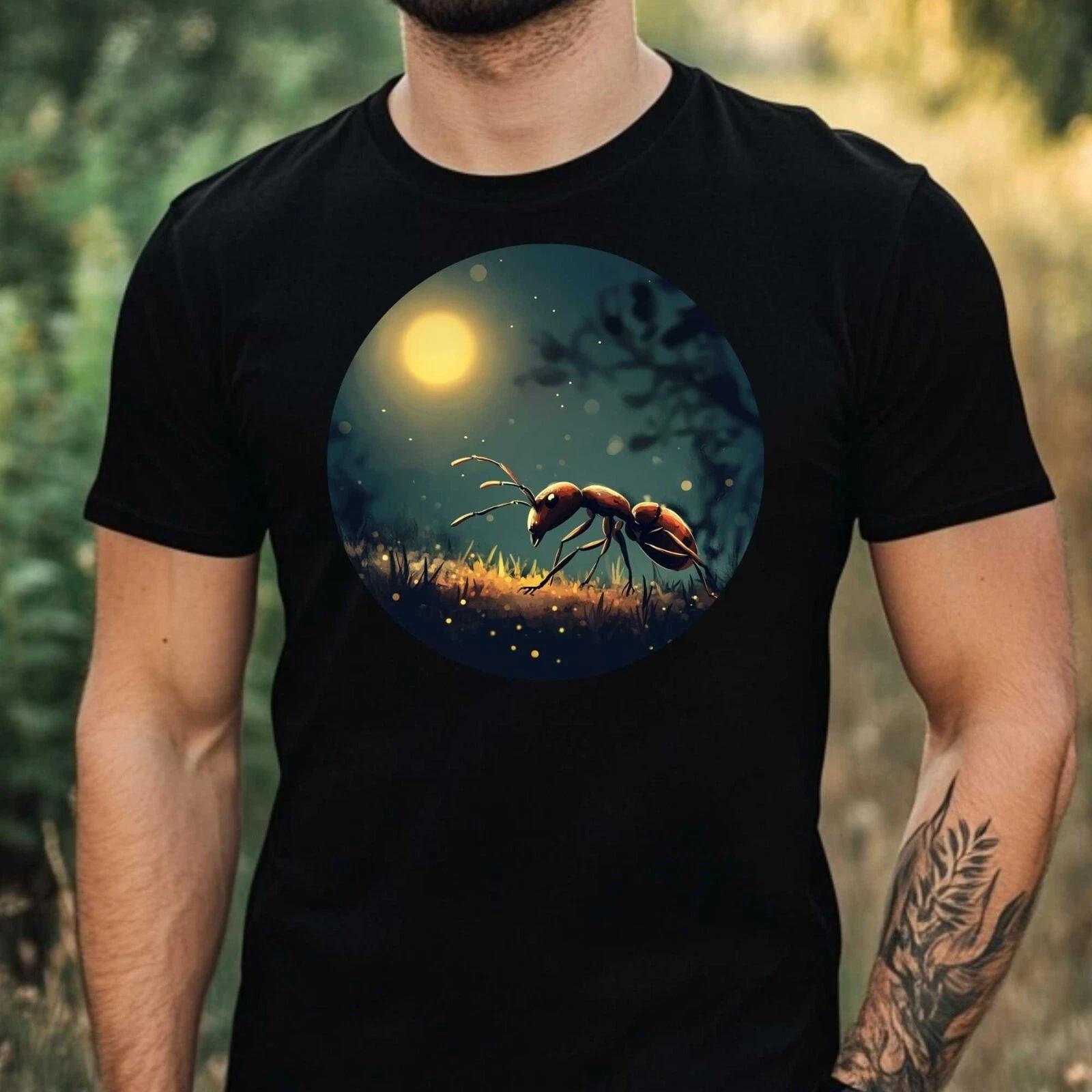 T-Shirt Herren Ameise im Mondlicht Motiv Baumwolle Größe XS bis 5XL S