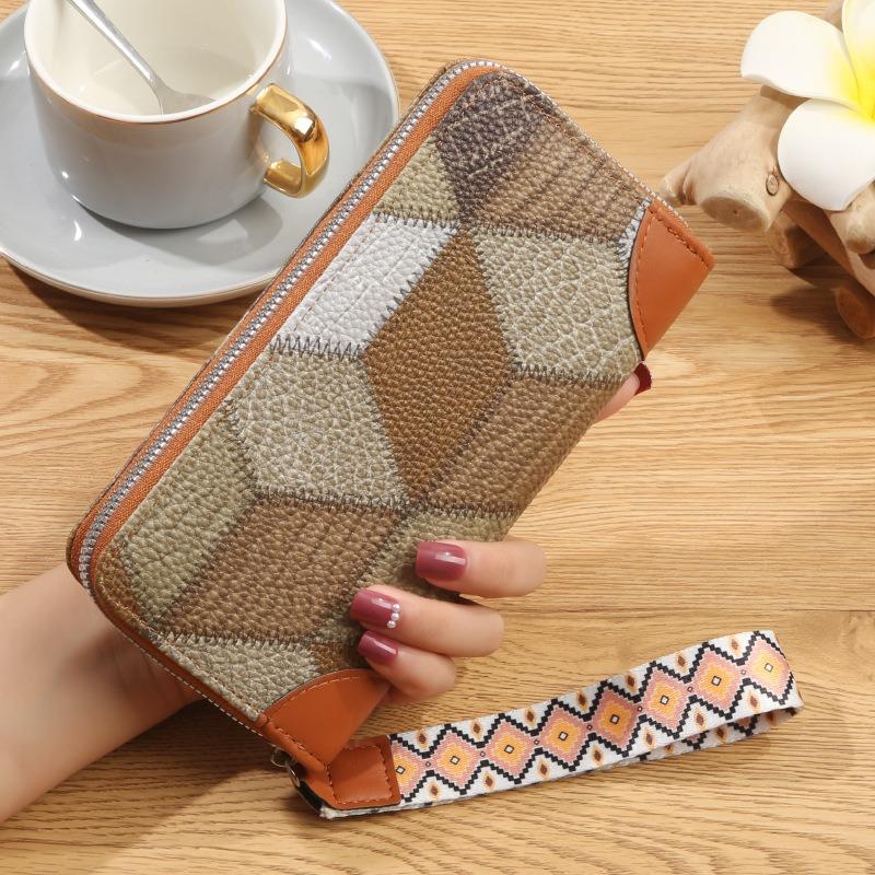 The New Women's Bag Is Printed with Squares, Contrasting Colors, Medium and Long Wallets, and Large-capacity Change Bags Are Now Available.