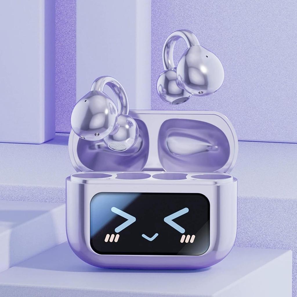 Clip On Ear Headphones Open Ear Earphones Wireless Earbuds Bluetooth 5.4 Sports Ear buds LED Touch Screen Waterproof Headsets for for Android iOS