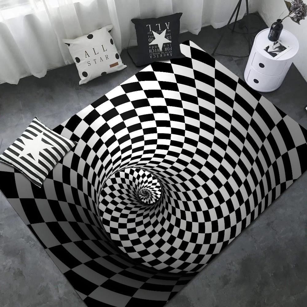 3D Vortex Illusion Fußmatte Waschbar Rutschfest Wohnzimmer Sofa Stühle Bereichsmatte Küche Fußmatte Bereichsteppich