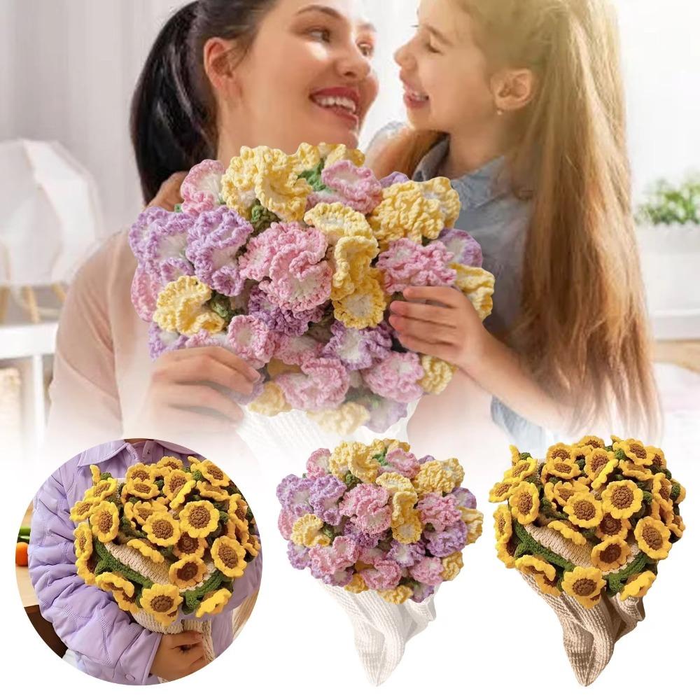 Crochet Flower Bouquet Blanket Artificial Knitted Blanket  For Girlfriend and Mom Gift