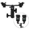 Black Double Hot Shoe Flash Umbrella Holder Light Stand Bracket For Photo Video Photography