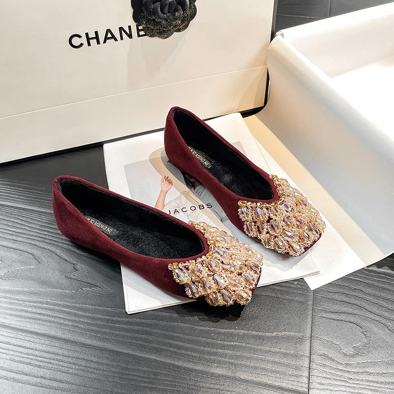 Women Flats Shoes New Fashion Women Mary Janes Crystal Shoes 2025 Luxury Female Shallow Footwear Ladies Dress Cozy Brand Shoes