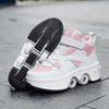 Roller Skates 6-15 Years Old Four-wheel Deformation Can Walk Can Skate Skates Girl Runaway Shoes