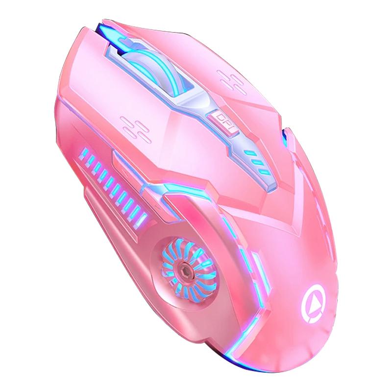 

YINDIAO A9 2.4G Wireless Mouse 1200/1600/2400/3200 DPI Adjustable Silent 6 Keys Lighting Mouse Pink