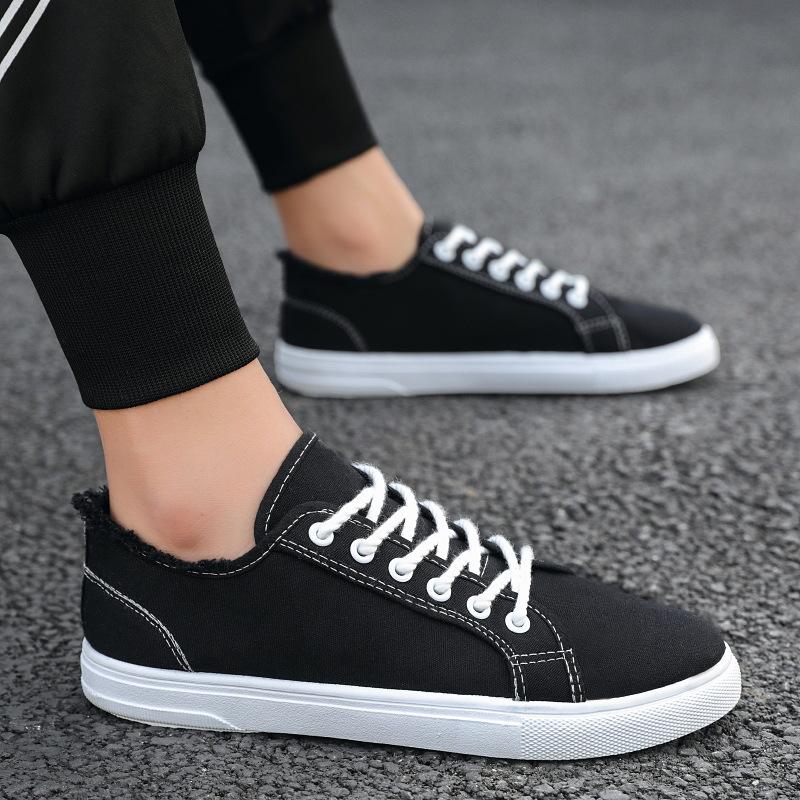 Plátěné boty Pánské Nízké měkká podrážka Malé bílé boty Módní ležérní Jedno chodidlo třmen Studentské tenisky