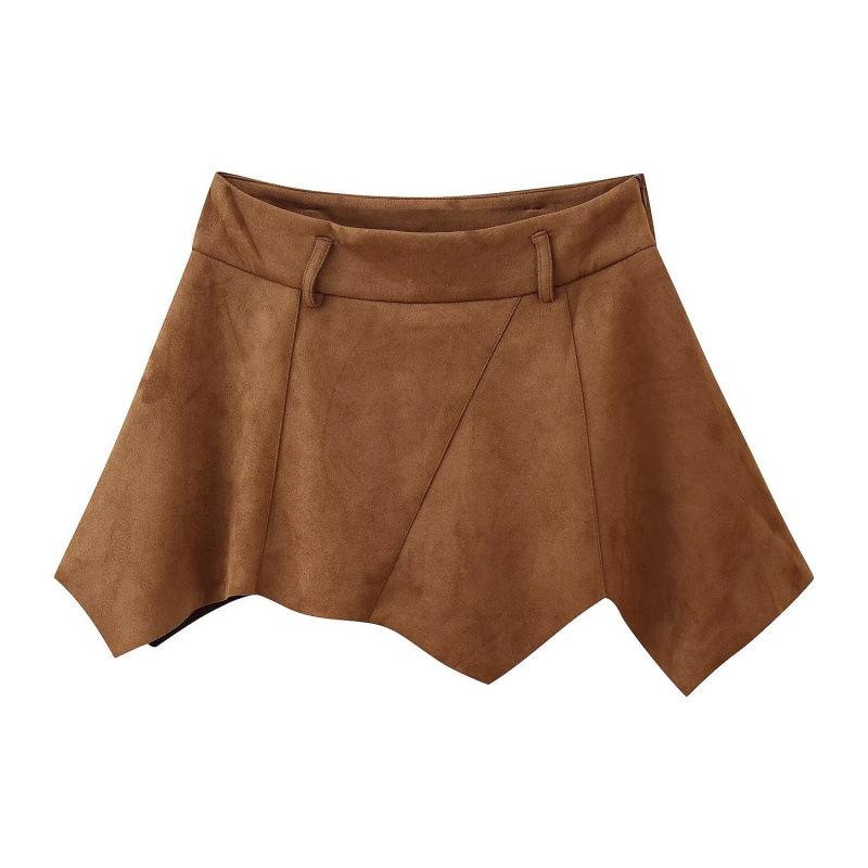 2026 Spring European & American Style Slimming Irregular High-Waisted A-Line Skirt Small коричневый