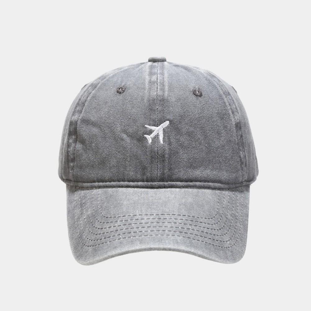 Washed Cotton Airplane Embroidered Baseball Cap Hip Hop Distressed Plane Dad Hat Adjustable Sunscreen Dad Hat