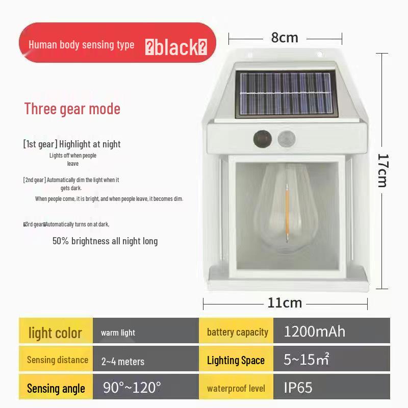 Douyin Solar Wall Light: Outdoor Human Sensing, Villa Courtyard Night Decor with Tungsten Filament