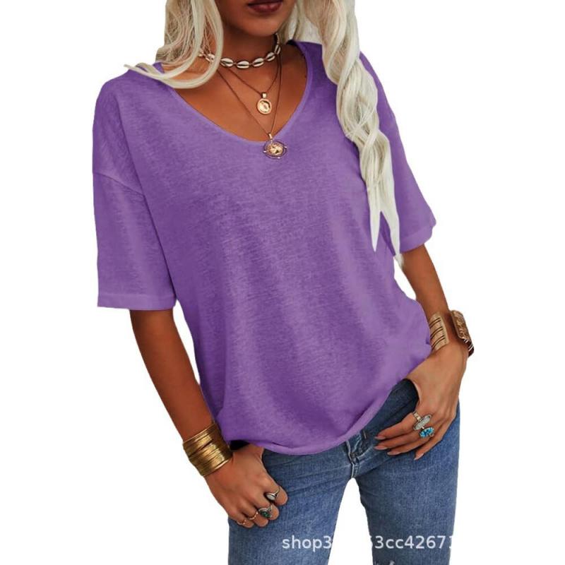 2026 Summer New Women's Short-Sleeve V-Neck T-Shirt Top