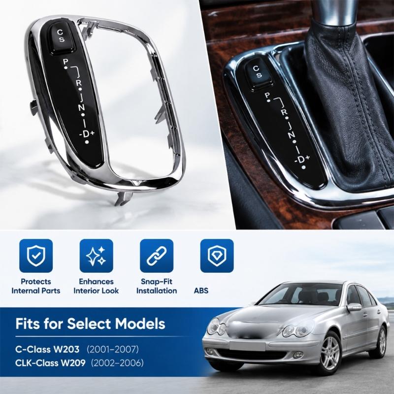 Gear Position Indicator Trim Panel in ABS Plastic with Integrated Legend for C230 C240 C280 C320 Replacing Worn Trim Above Center Console Selector