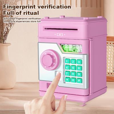 Electronic Piggy Bank for Kids Fingerprint Password Money Coin Bank with 4 Combination Password Large Capacity Coin Saving Banks
