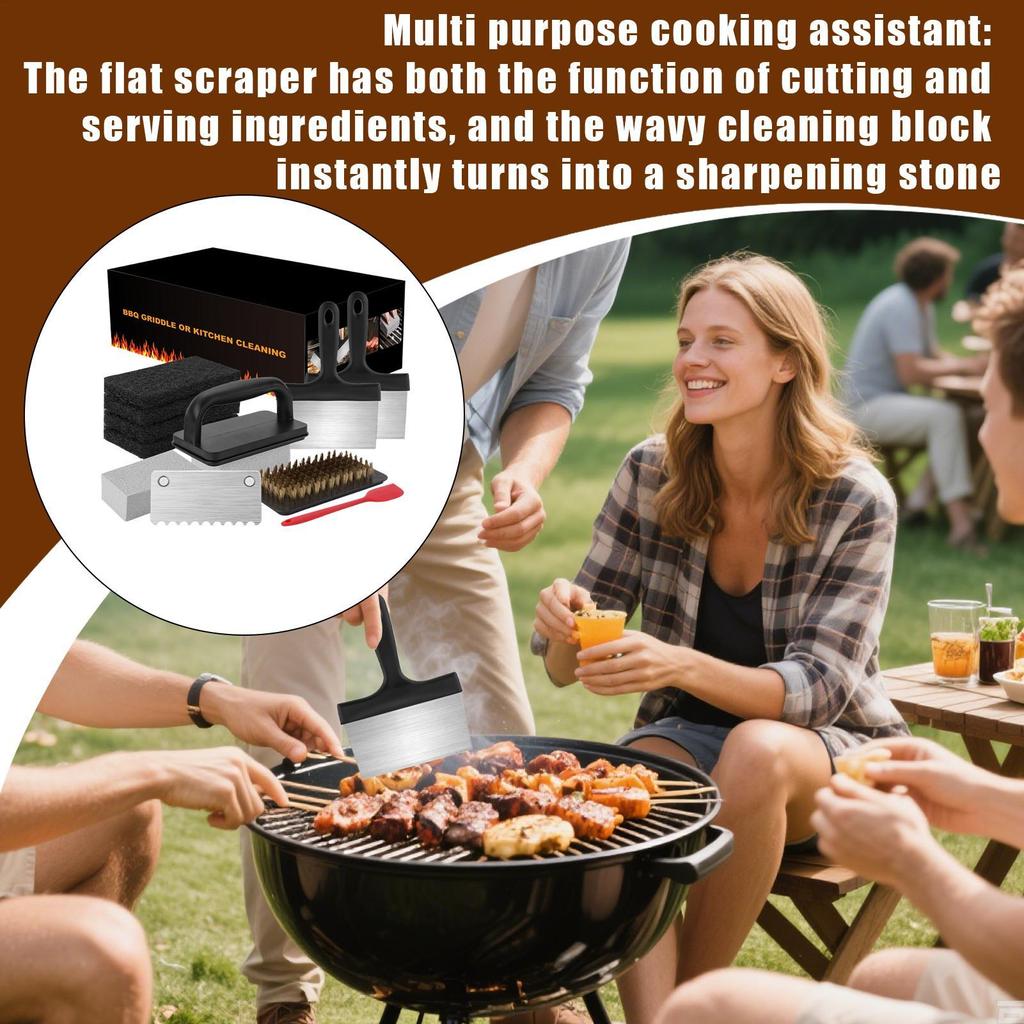 Grillreinigungskit Grillreinigungspads Hitzebeständiger Schrubber Ergonomisch Für Schaufel Kochutensilien Picknick Kochgeschirr Food Truck