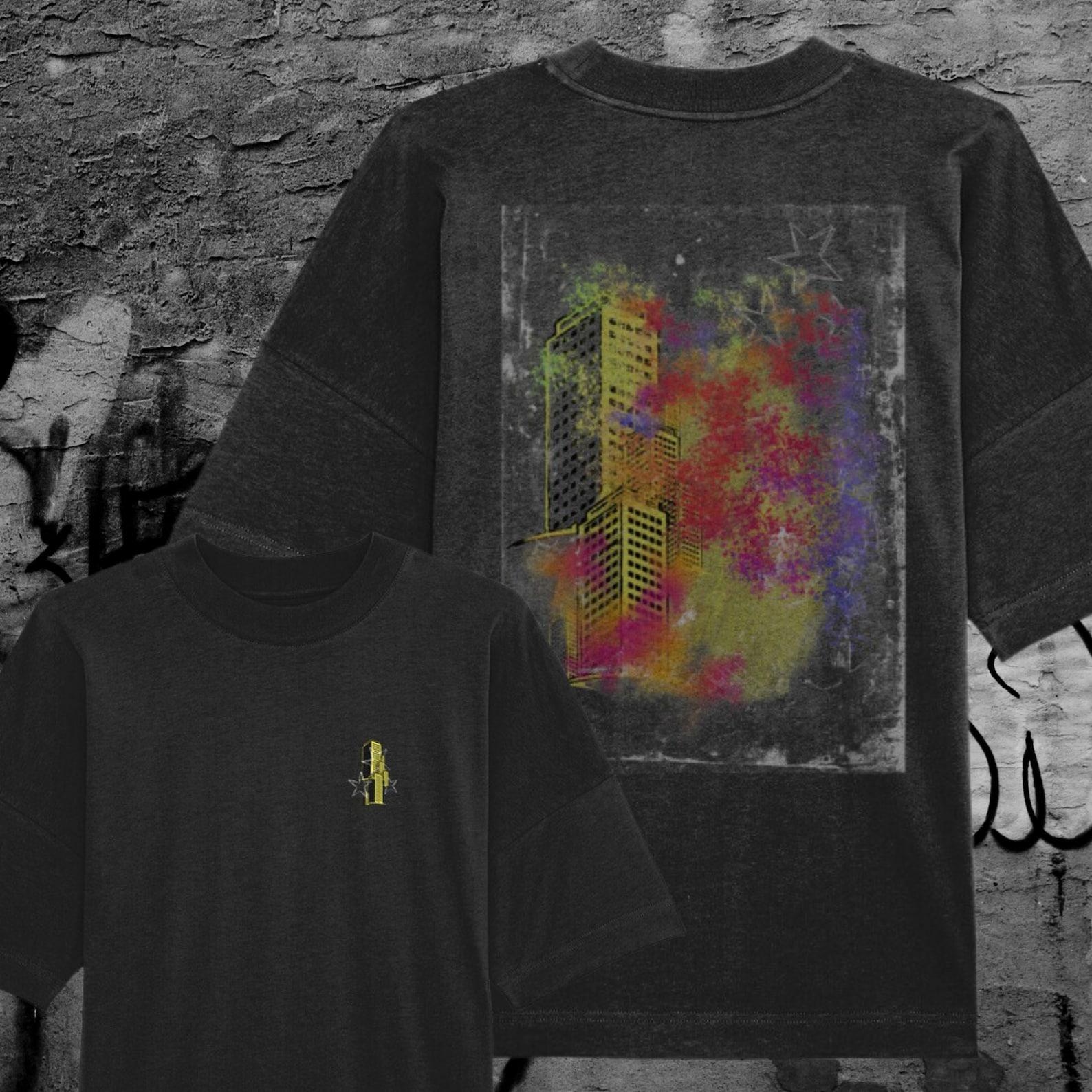 Abstract Art Drop Shoulder Oversized Streetwear T shirt 2XL