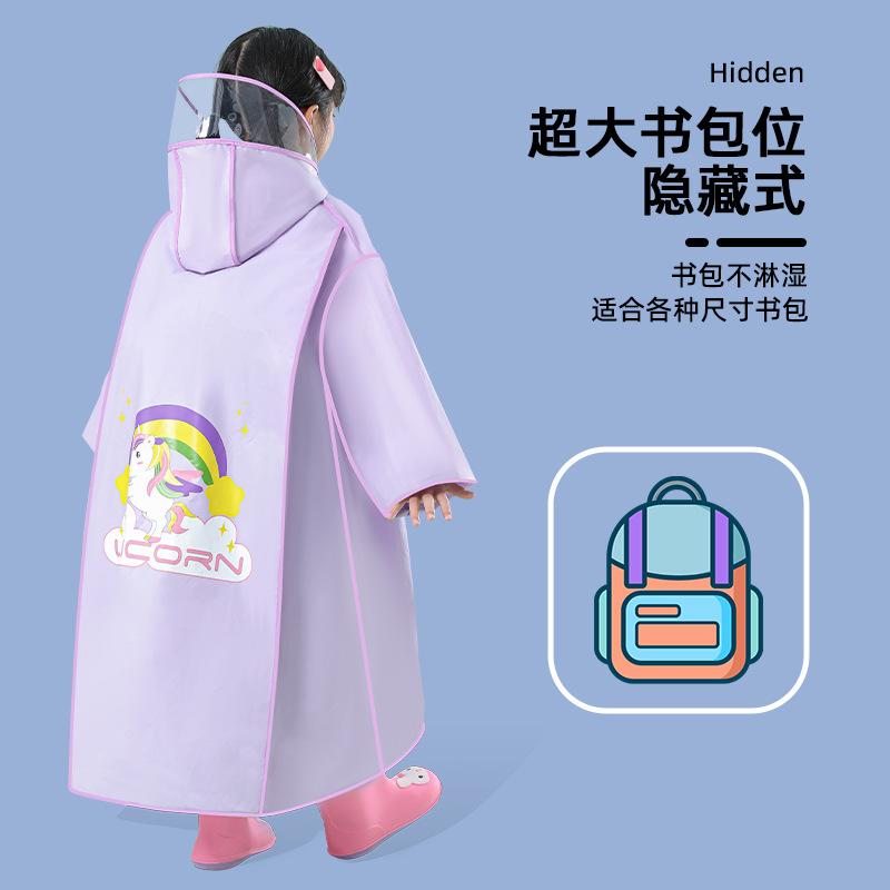 Tecknad regnkappa och ryggsäck för barn - Vattentät, snabbtorkande, för pojkar och flickor, idealisk för förskole- och grundskoleelever