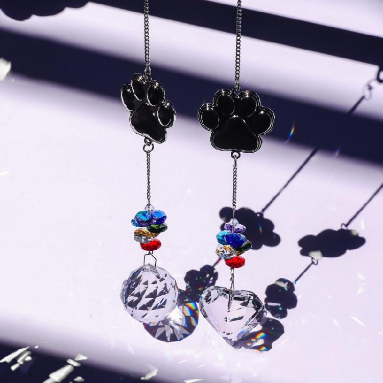 Crystal Animal Paws Charm Memorial Suncatchers Metal Pendant Indoor and Outdoor Decorative Memorial Gift for Pet Lover