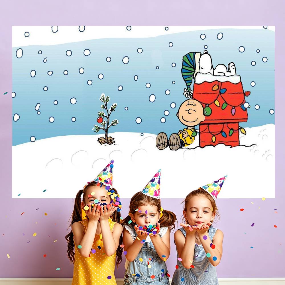 Anime S-Snoopy Cute Cartoon Dog Photography Studio Backdrop Outdoor House Party Decoration Photo Background Curtain Back Drop