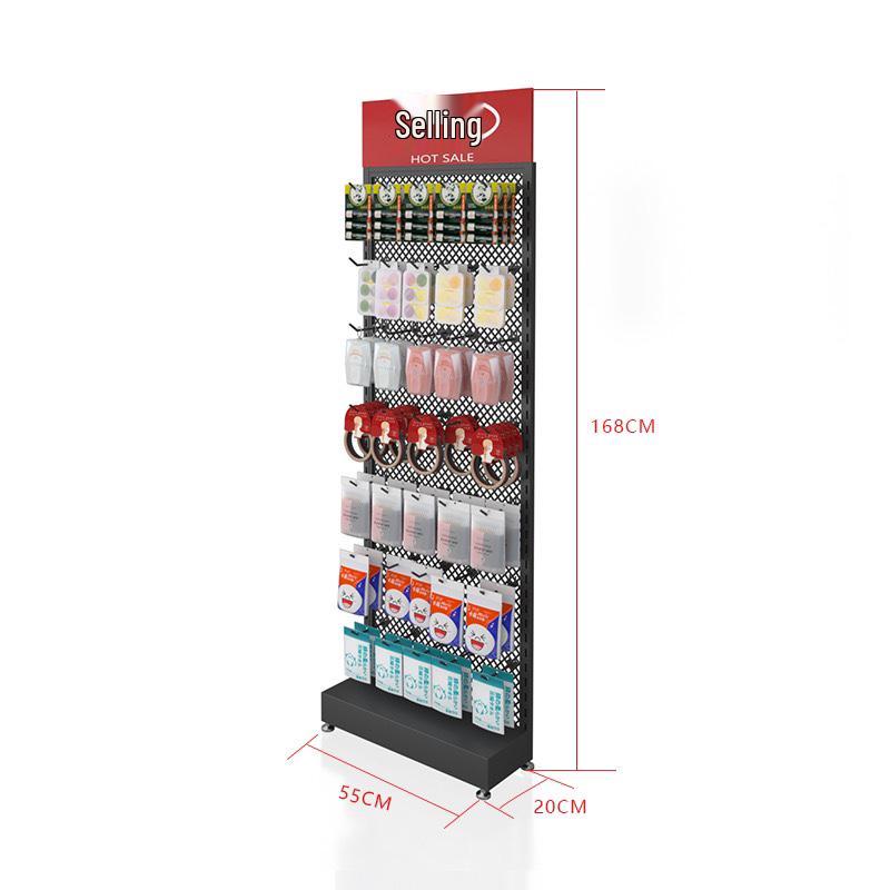 Multi-Use Display Rack with Hooks: Perfect for Spicy Strips, Snacks, Socks, Lip Balm, Toothbrushes, and Small Accessories.