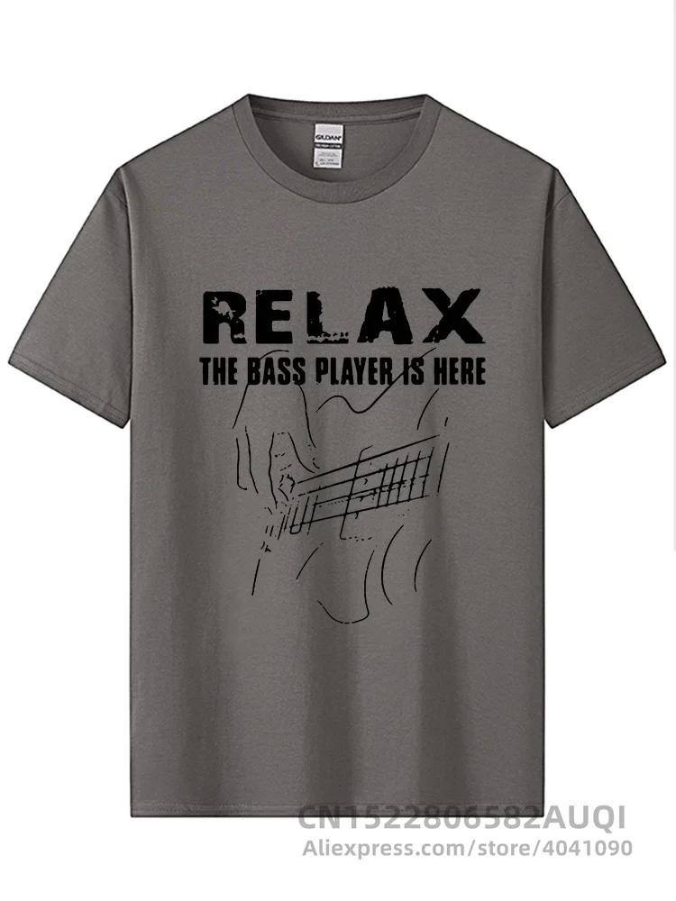 Electric Guitar Nevan Music Tshirt Relax The Bass Player Is Here 100% Cotton Fashionable Black T Shirt Summer Popular Tees