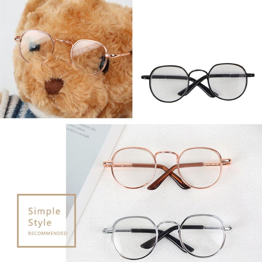 Round Frame Doll Glasses Metal Pets Glasses Creative Plush Doll Eyeglasses  for 20cm Dolls