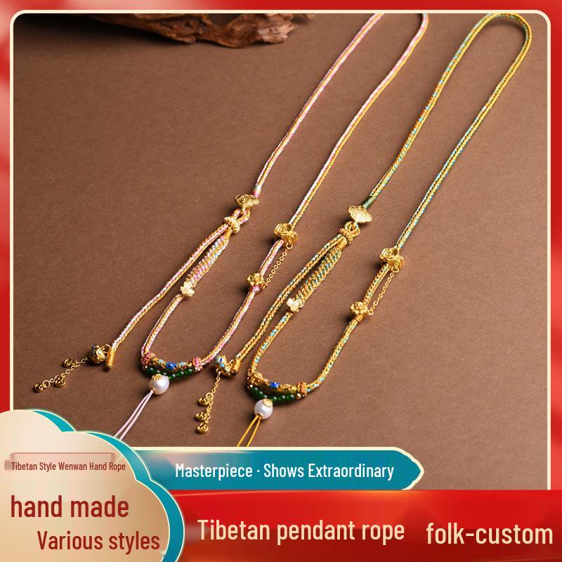 Tibetan Handmade Ethnic Pendant Necklace with Hand-Painted Thangka Amulet