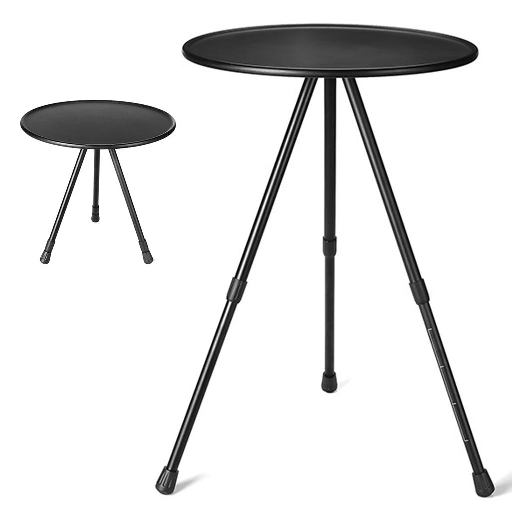 Round Folding Table Black Ultra Light Liftable Aluminium Alloy Folding Camping Table for Outdoor Picnic Travel Black