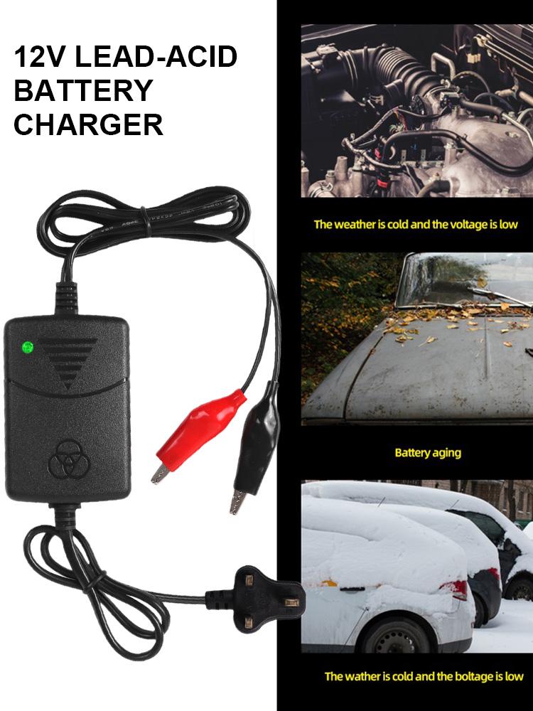12V Smart Battery Maintainer 1500MA Lead-acid Battery Charger Overload Protection Smart Battery Charger for 12V Auto Motorcycle